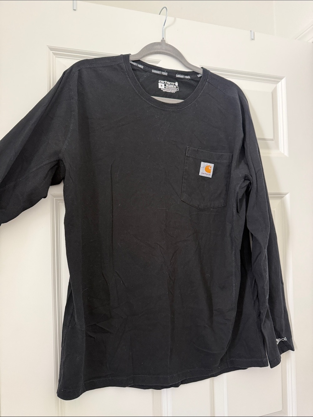 Carhartt Black Long Sleeve Pocket Shirt with Logo Patch